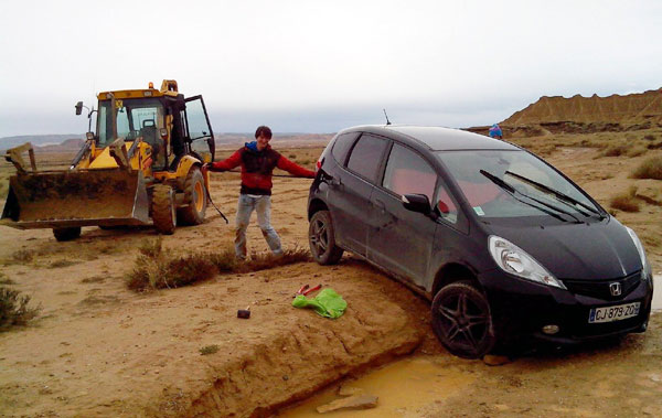 la voiture bloquée.