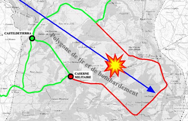 Carte du polygone de tir des Bardenas.