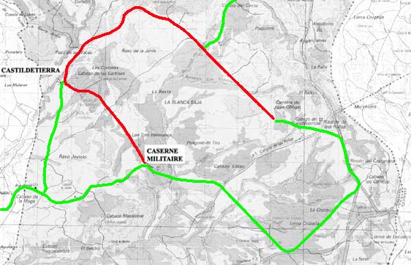 Carte de la zone militaire.