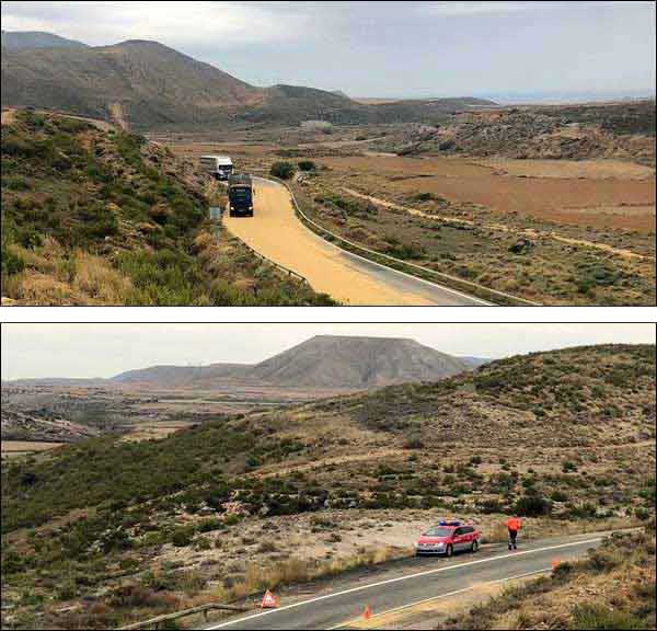 Accident camion sur la route Tudela-Ejea.