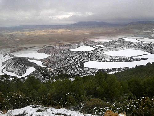 Ma plaine du barranco de Tudela sous la neige.