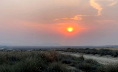 Coucher de soleil dans les Bardenas.