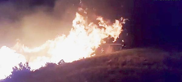 Incendie dans le désert des Bardenas.