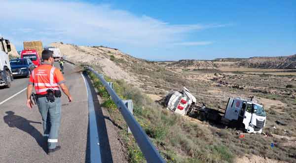 Camion accidenté.