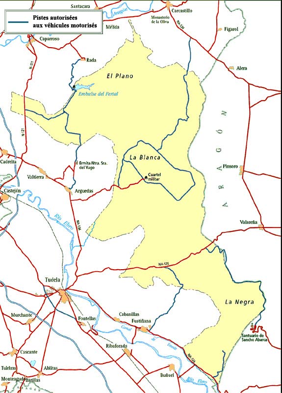 Carte des pistes dans les Bardenas